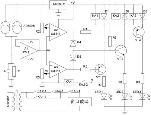 图1 窗口玻璃温度测量控制电路